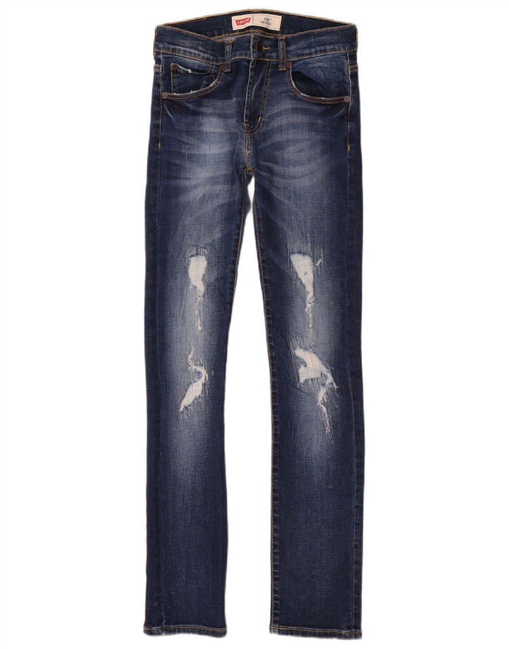 LEVI'S Blugi skinny 510 distressed pentru baieti 11-12 ani W26 L30 bumbac albastru