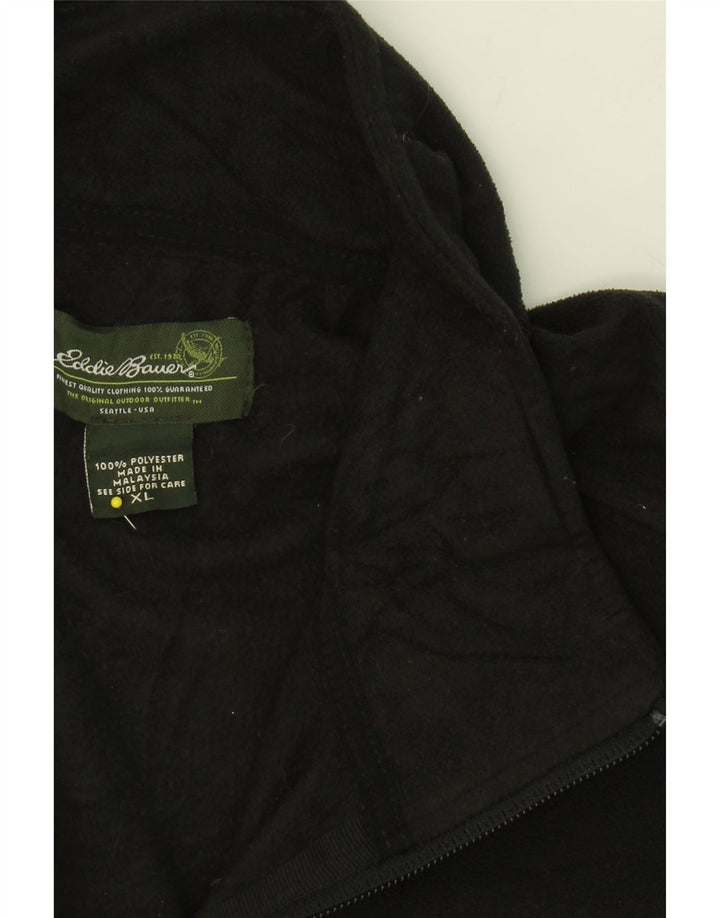 EDDIE BAUER Mens Zip Neck Fleece Jumper XL Black Polyester Vintage Eddie Bauer and Second-Hand Eddie Bauer from Messina Hembry 