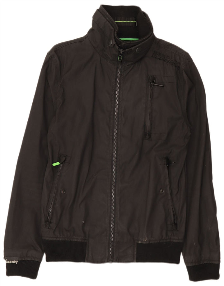 Jachetă Bomber Superdry pentru bărbați UK 38, bumbac mediu negru