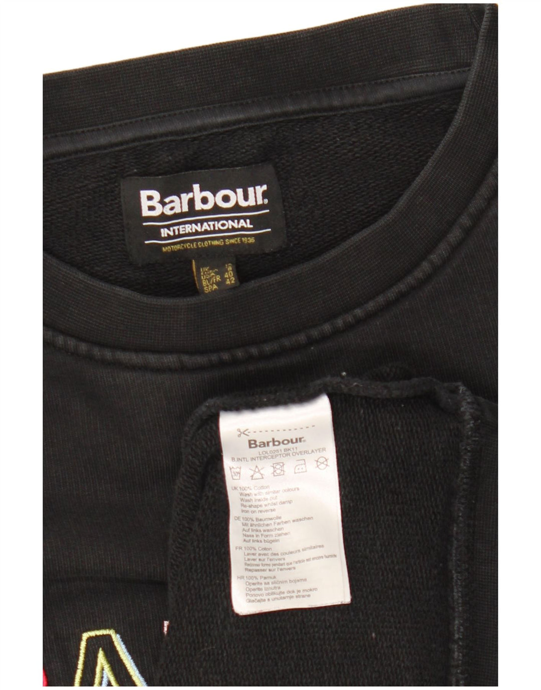 BARBOUR Pulover cu grafic pentru femei UK 12 Bumbac mediu negru