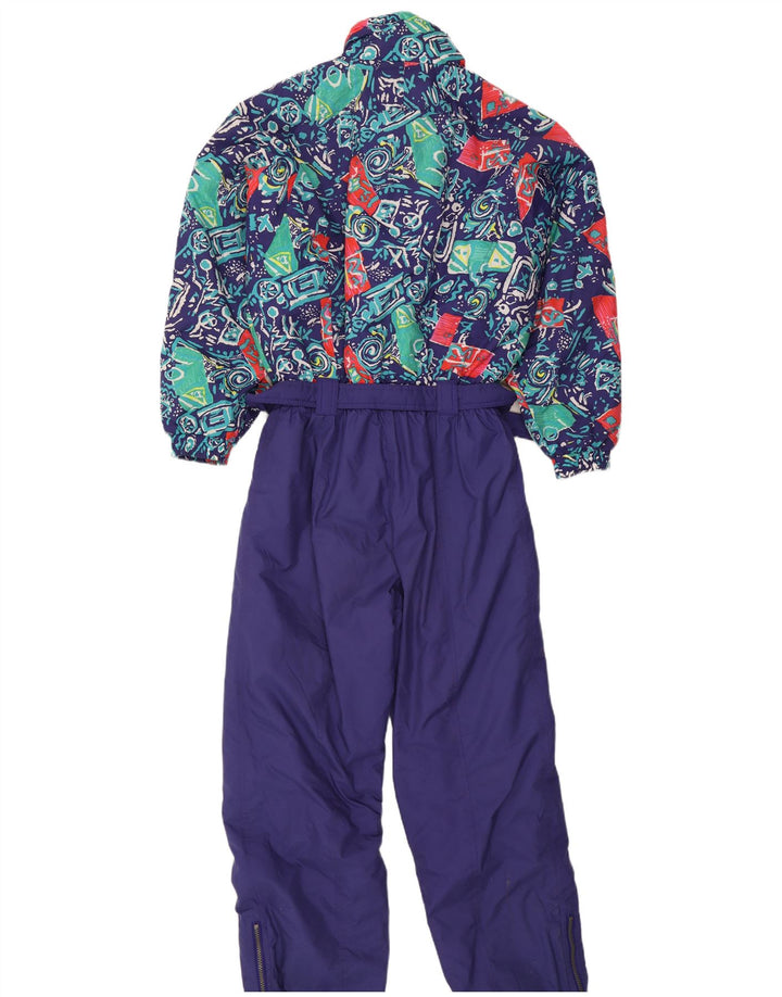 Salopetă de schi vintage pentru femei UK 16 mare violet geometric poliamidă