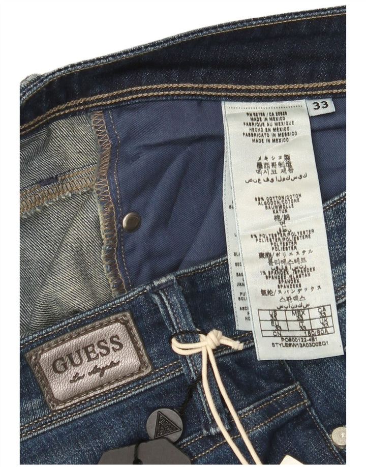 Blugi drepti Guess pentru femei, cu ajustare normală, L33 L34, bumbac albastru