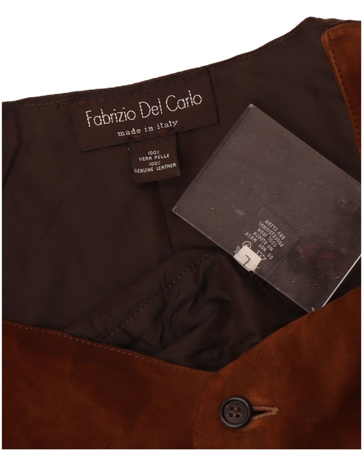 FABRIZIO DEL CARLO Vestă pentru bărbați din piele intoarsa mare, maro