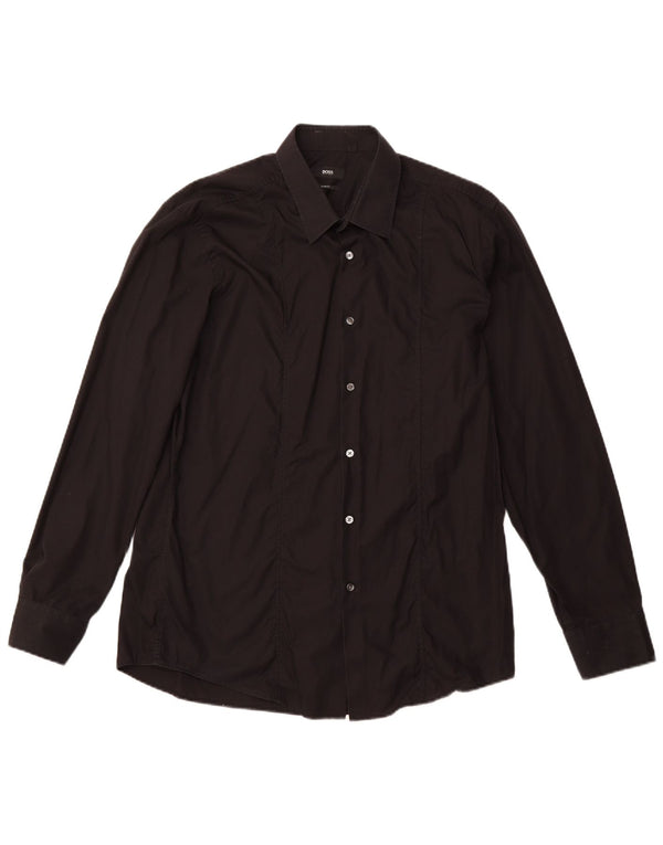 Cămașă pentru bărbați HUGO BOSS Slim Fit Mărimea 44 17 1/2 XL Bumbac negru