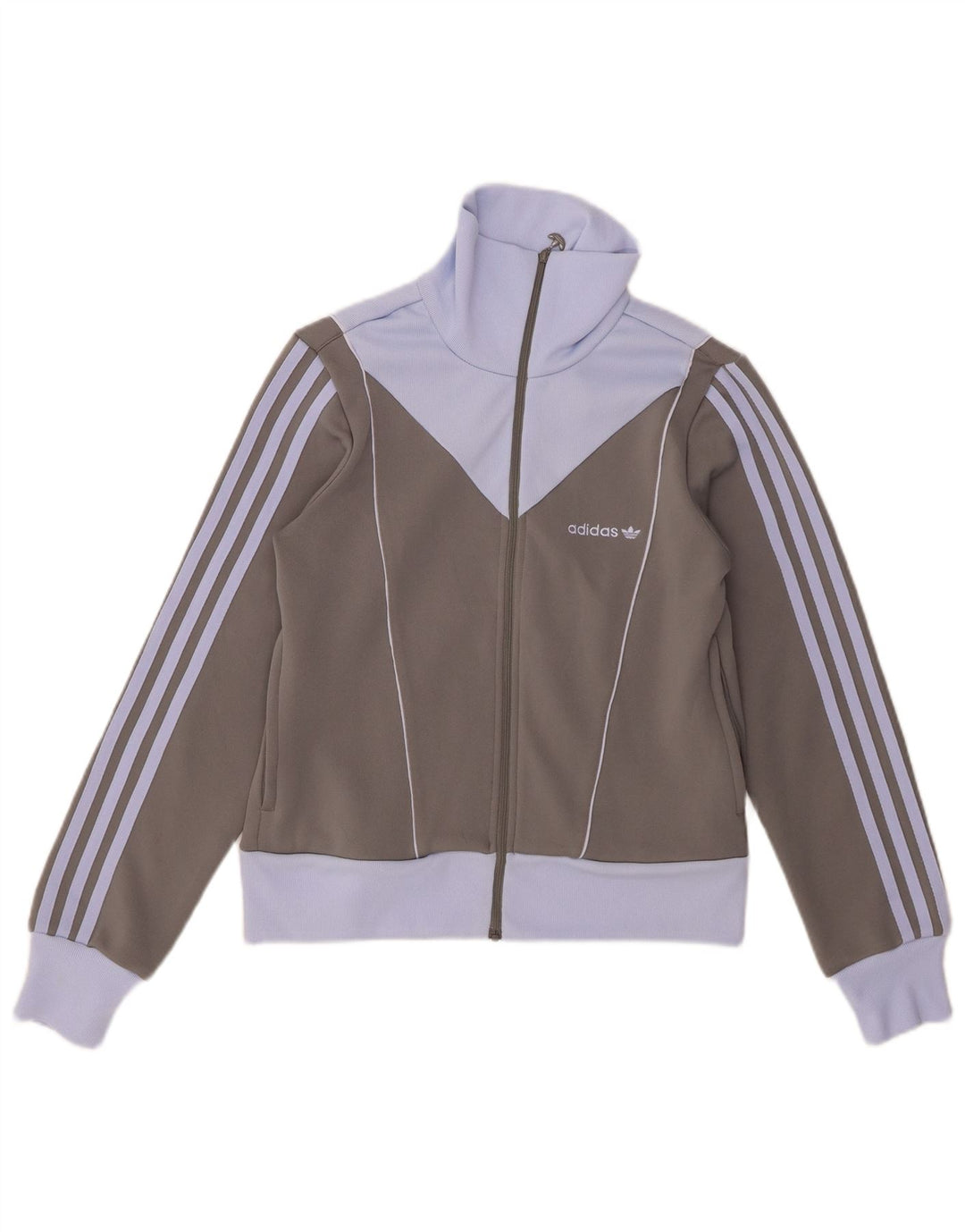 Jachetă de trening pentru femei Adidas UK 12 Gri mediu Poliester color bloc
