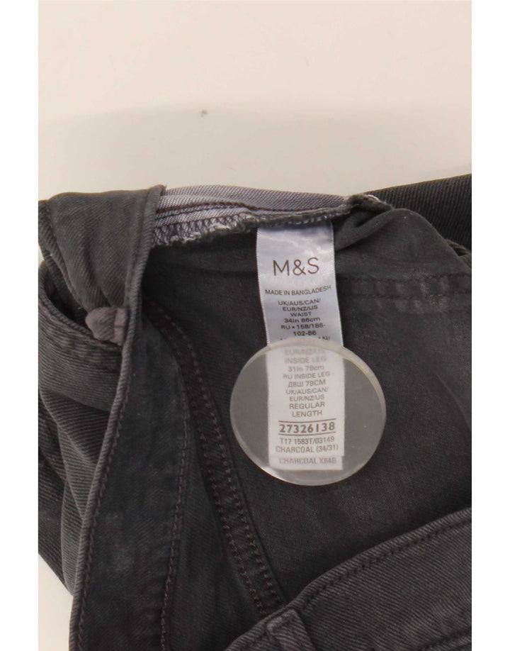 Pantaloni chino slim pentru bărbați Marks & Spencer L34 L28 bumbac gri