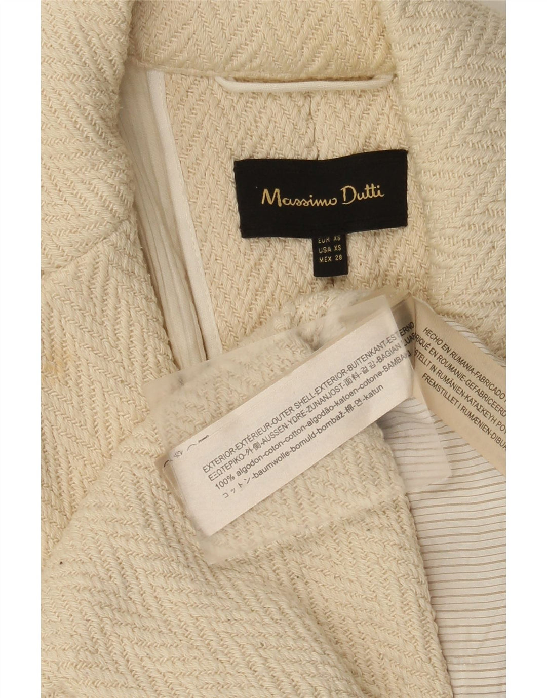 Massimo Dutti pardesiu deschis pentru femei cu mâneci 3/4 UK 6 XS alb negru