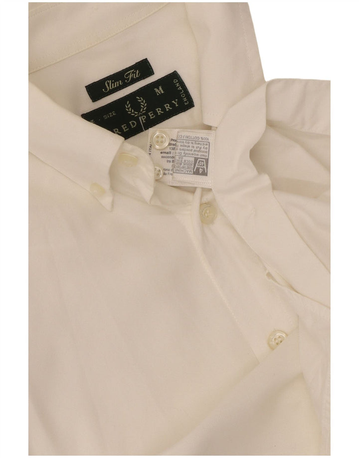 Cămașă pentru bărbați Fred Perry slim fit, bumbac alb mediu