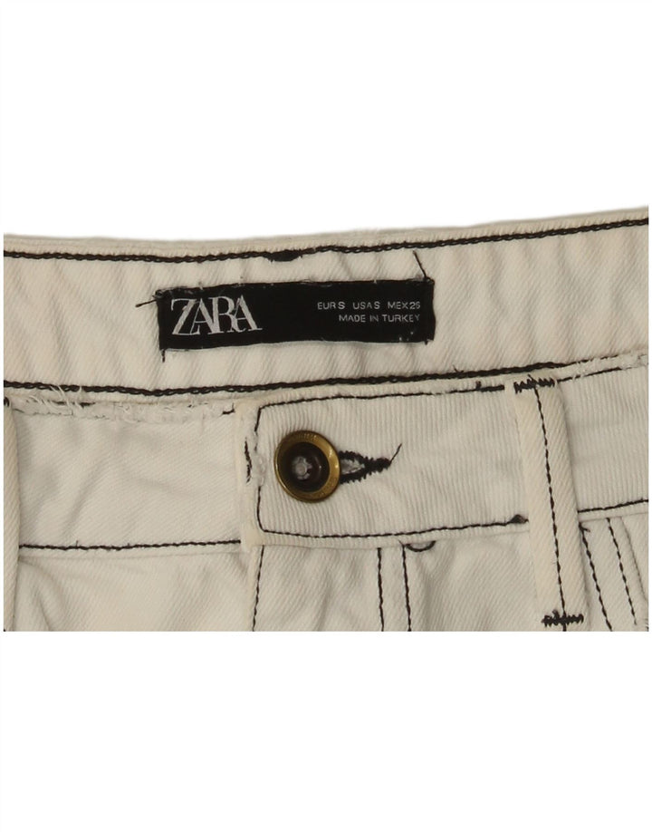 Fusta Mini Denim Zara Femei Mic W27 Alb