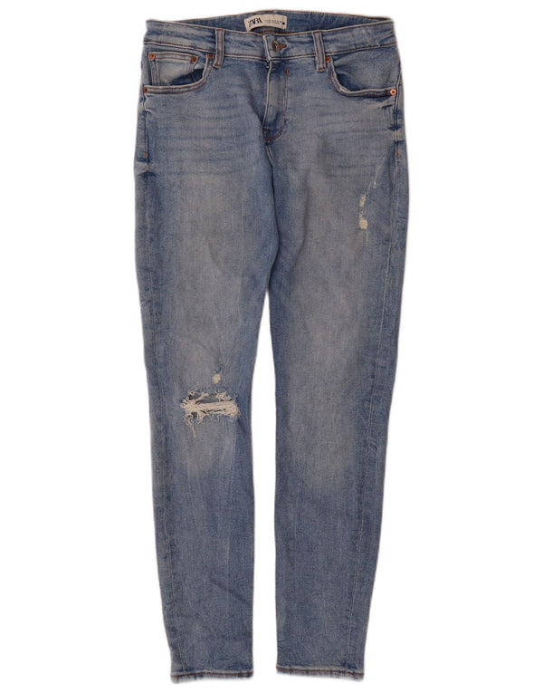 Blugi skinny distressed pentru femei Zara EU 40 Medium L30 L30 Bumbac albastru