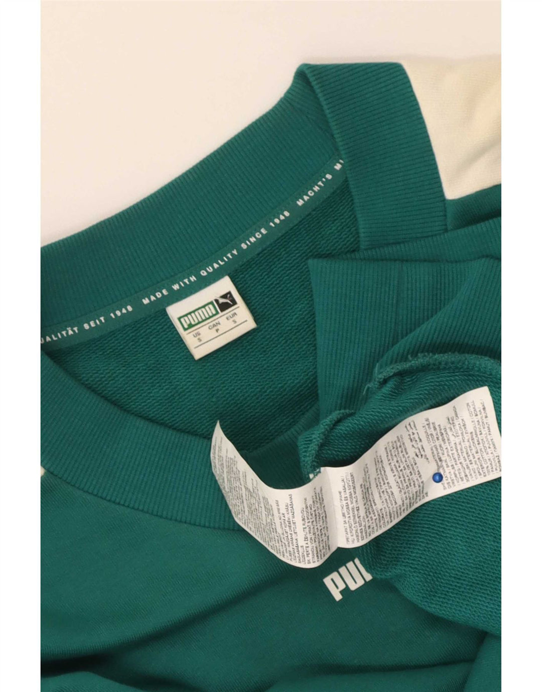 Pulover Puma pentru bărbați, bumbac color bloc verde mic