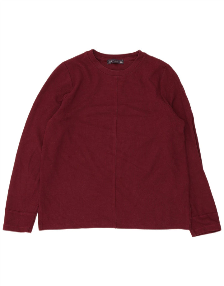Bluză pentru femei Marks & Spencer cu mânecă lungă UK 12 Medium Burgundy Bumbac