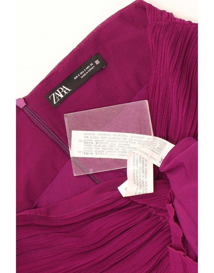 Fusta Midi Zara Femei cu talie înaltă Mic W26 Poliester violet