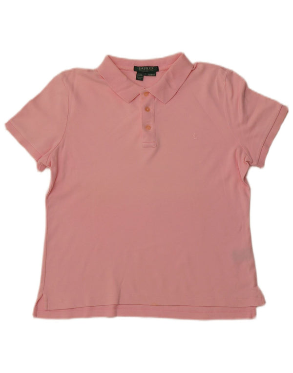 Cămașă polo RALPH LAUREN pentru femei slim fit UK 14 mare bumbac roz
