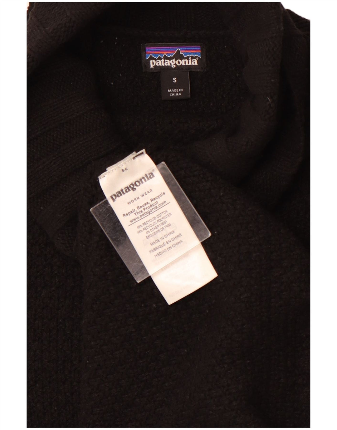 PATAGONIA Pulover oversized cu gât rulat pentru femei UK 10 Small Black