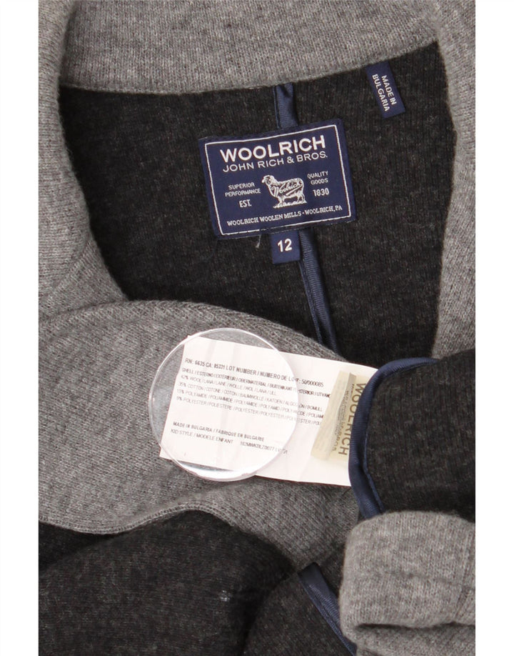 WOOLRICH Pulover cardigan pentru femei UK 12 Lână gri mediu