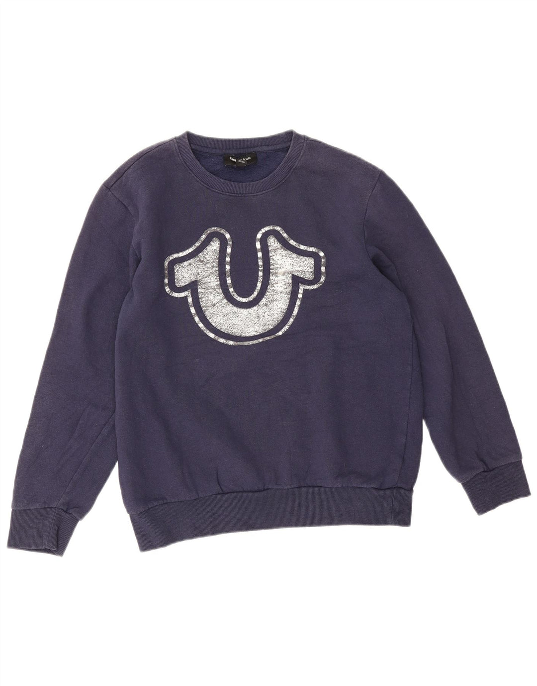 True Religion Hanorac grafic pentru bărbați Pulover mediu din bumbac bleumarin
