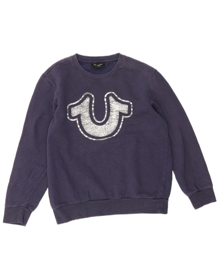 True Religion Hanorac grafic pentru bărbați Pulover mediu din bumbac bleumarin