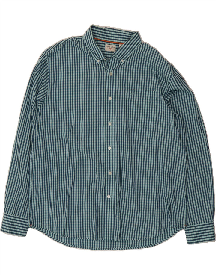 DOCKERS Mens Shirt XL Green Gingham Cotton Vintage Dockers and Second-Hand Dockers from Messina Hembry 
