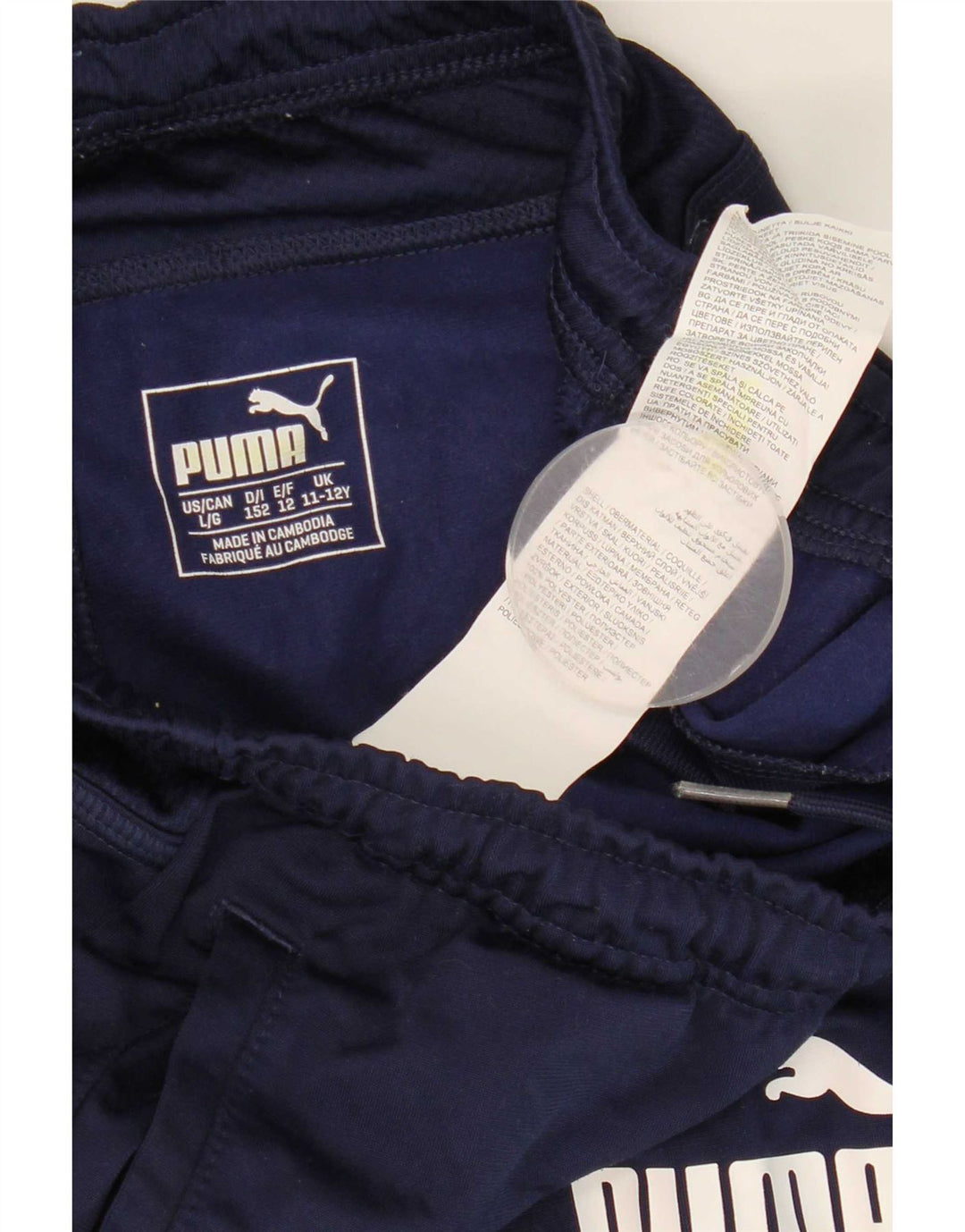 Pantaloni de trening Puma pentru băieți cu grafică 11-12 ani, poliester bleumarin