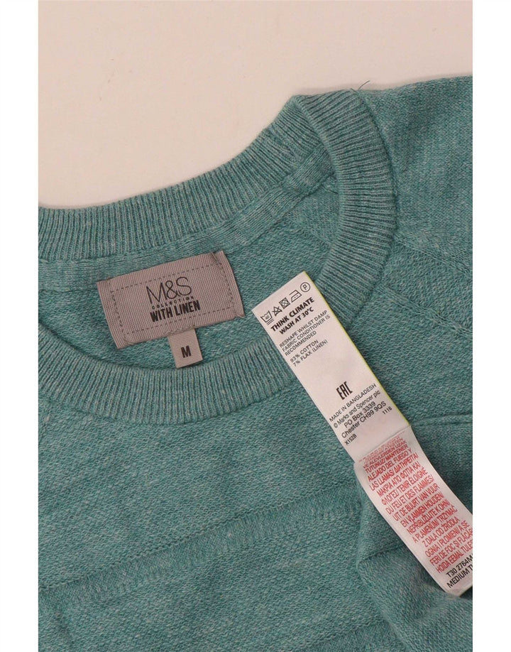 Pulover pentru bărbați Marks & Spencer, cu gât crew, bumbac verde mediu