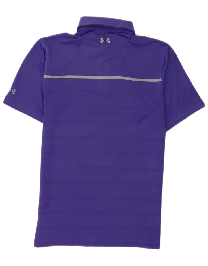 Tricou polo Under Armour pentru bărbați, poliester cu dungi violet mic
