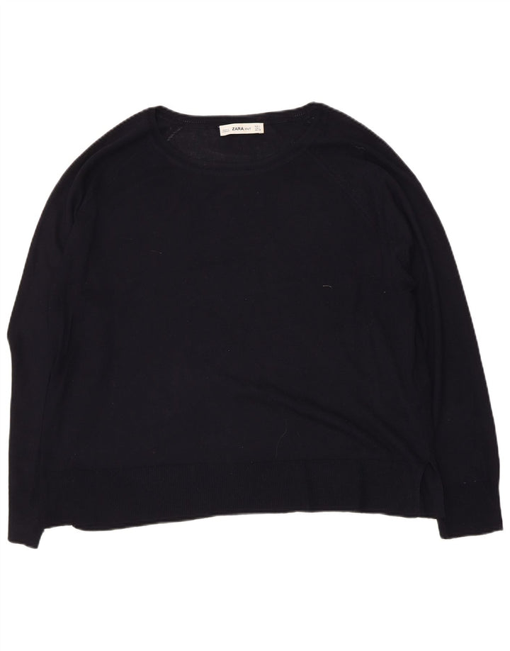 Pulover ZARA pentru damă, cu gât de barcă, din viscoză mare, neagră