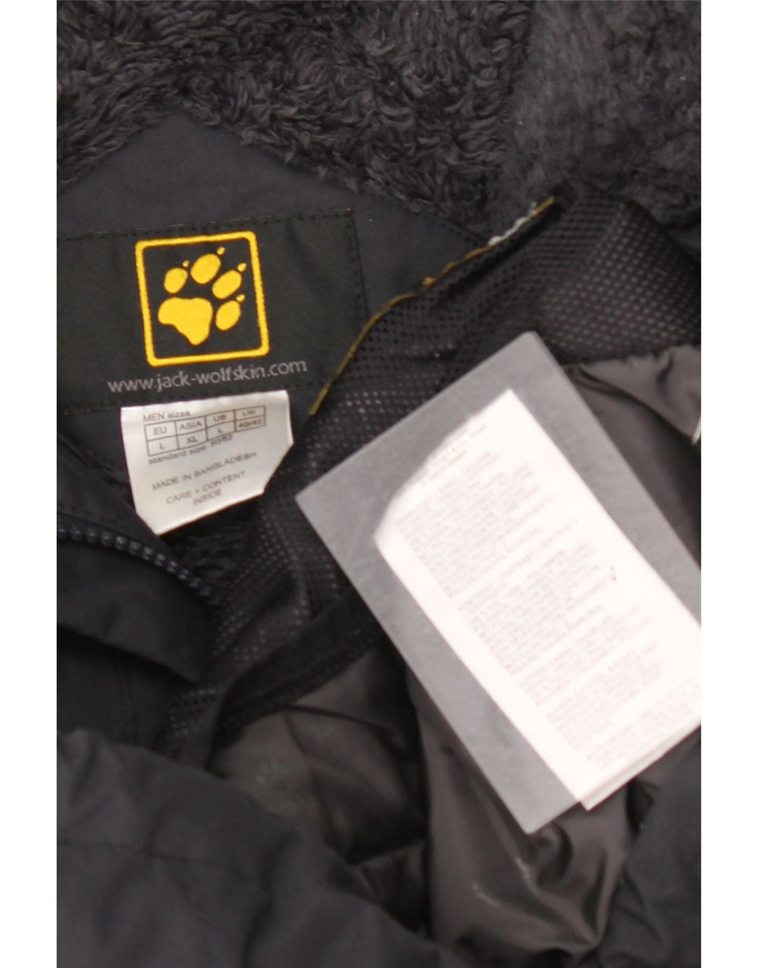 JACK WOLFSKIN Jachetă pentru bărbați cu glugă Sherpa Windbreaker UK 40/42 Mare Negru