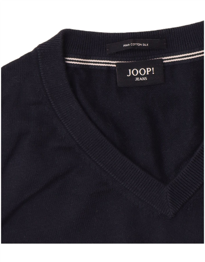 Pulover pentru bărbați Joop cu decolteu în V, mare, albastru, bumbac
