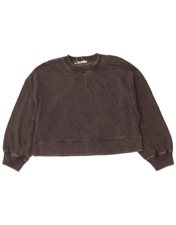 Pulover supradimensionat pentru femei Zara UK 10 mic bumbac gri