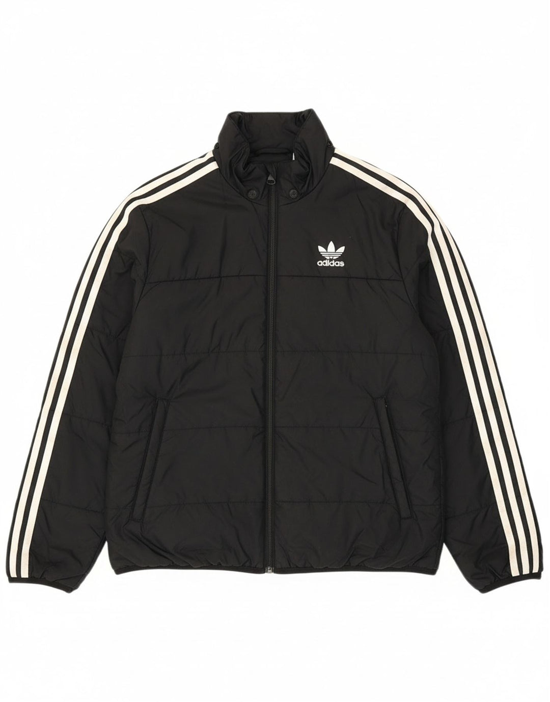 ADIDAS Boys Graphic Padded Jacket 13-14 Years Black Polyester
