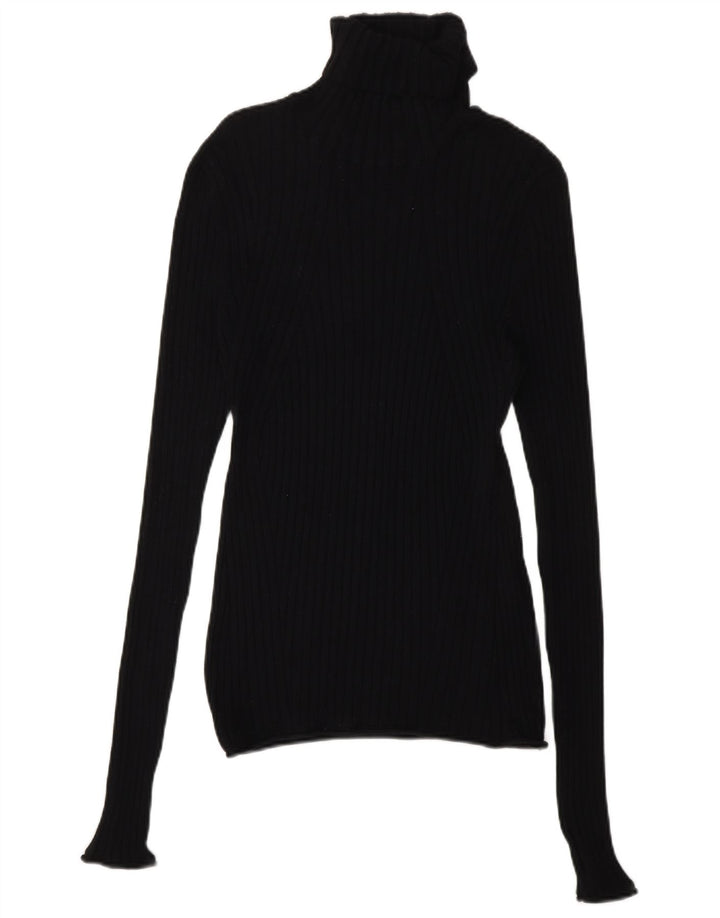 ZARA Womens Roll Neck Jumper Sweater UK 14 Large Black Viscose