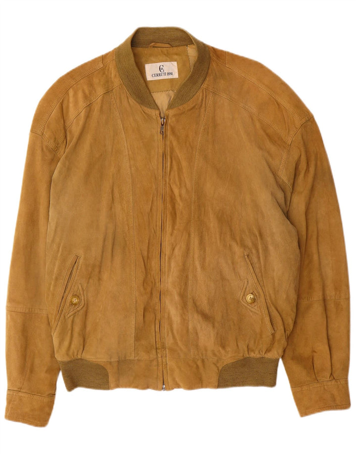 Cerruti 1881 Jachetă Bomber de piele intoarsa pentru barbati IT 50 Large Brown