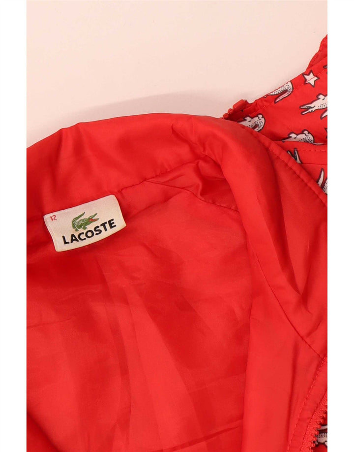 Jachetă Windbreaker pentru fete cu glugă grafică Lacoste 11-12 ani poliester roșu