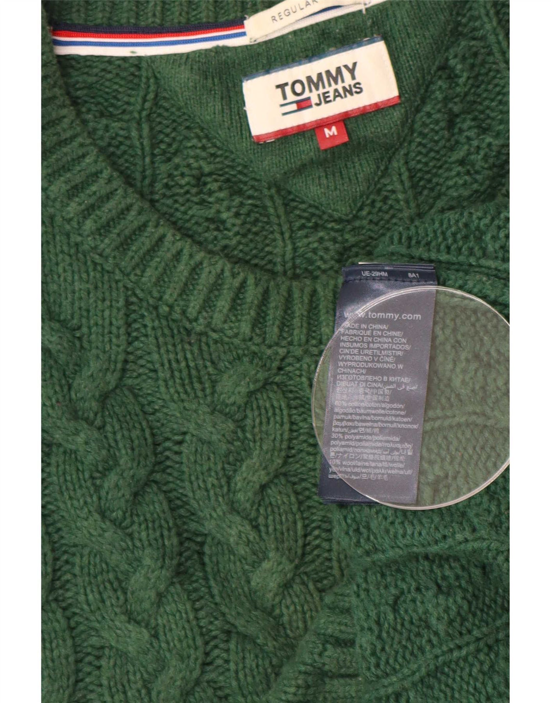 Pulover Tommy Hilfiger pentru bărbați, cu formă regulată, cu decolteu, verde mediu