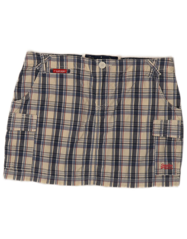 Fusta cargo pentru femei Superdry Medium W30, bumbac cu carouri multicolore