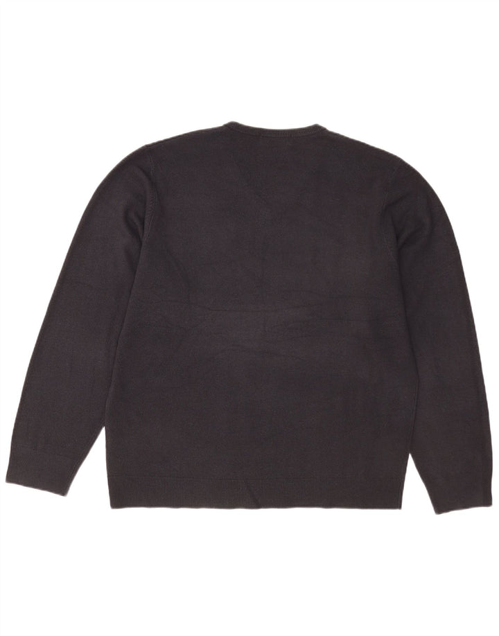 MARKS & SPENCER Mens Blue Harbour V-Neck Jumper Sweater Large Navy Blue