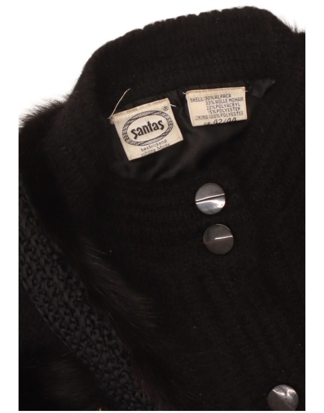 VINTAGE Pulover cardigan cu model abstract pentru femei EU 42/44 mare negru