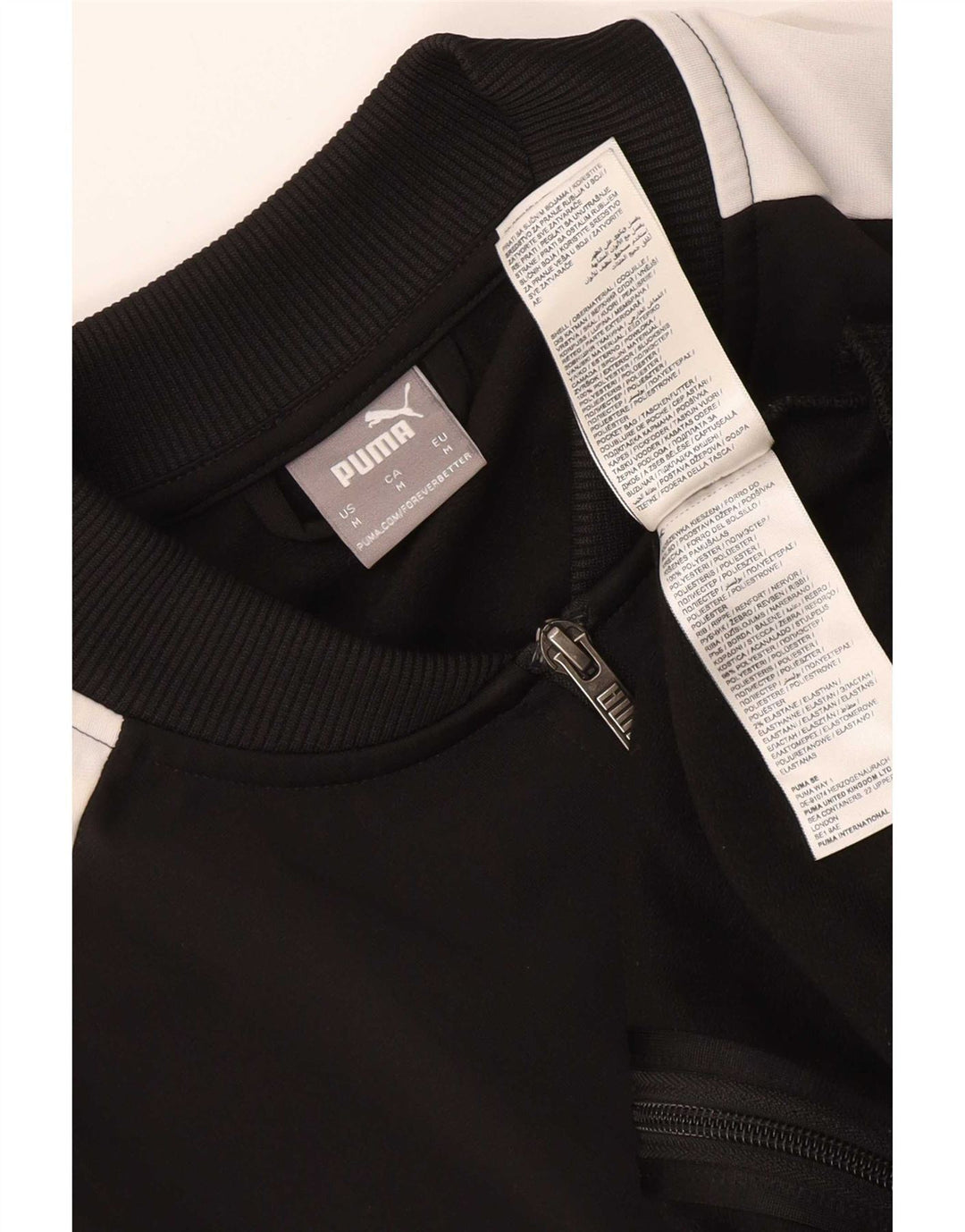Jachetă de trening Puma pentru bărbați, poliester color bloc negru mediu