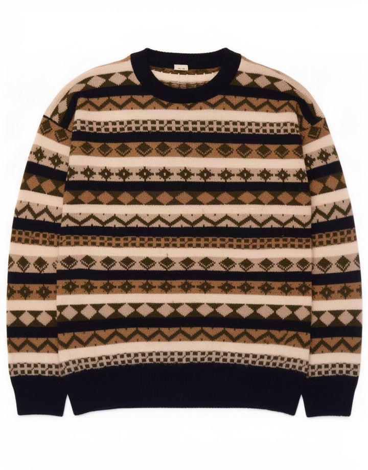 Pulover vintage pentru bărbați, cu gât de barcă, mijlociu, multicolor, geometric