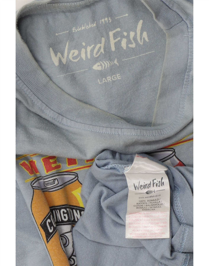 Tricou grafic pentru bărbați Weird Fish Top mare, albastru, bumbac