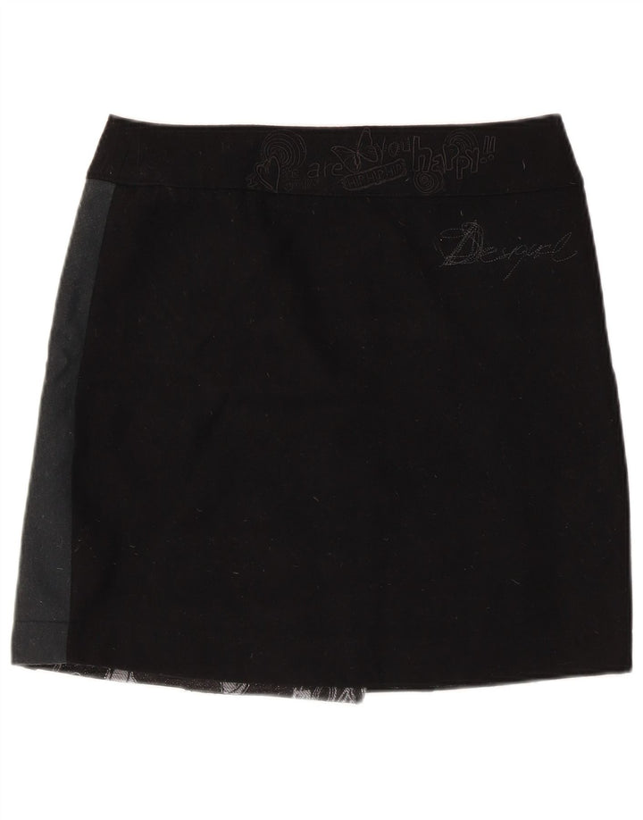 Fusta mini wrap cu grafica Desigual pentru femei EU 38 Medium W32 Black Patchwork