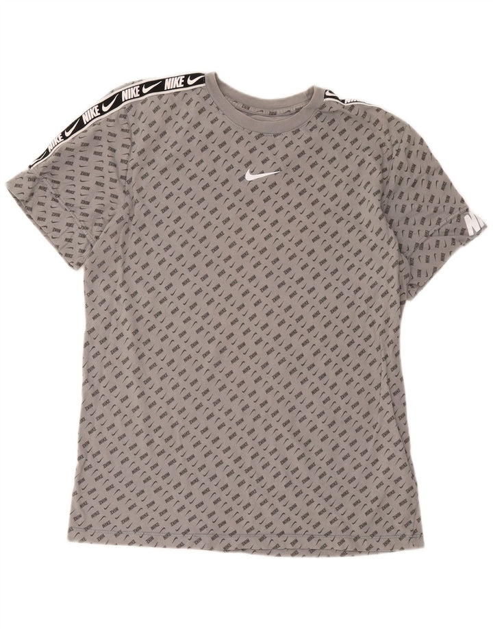 Tricou grafic Nike pentru bărbați Top, bumbac cu pete, gri mediu