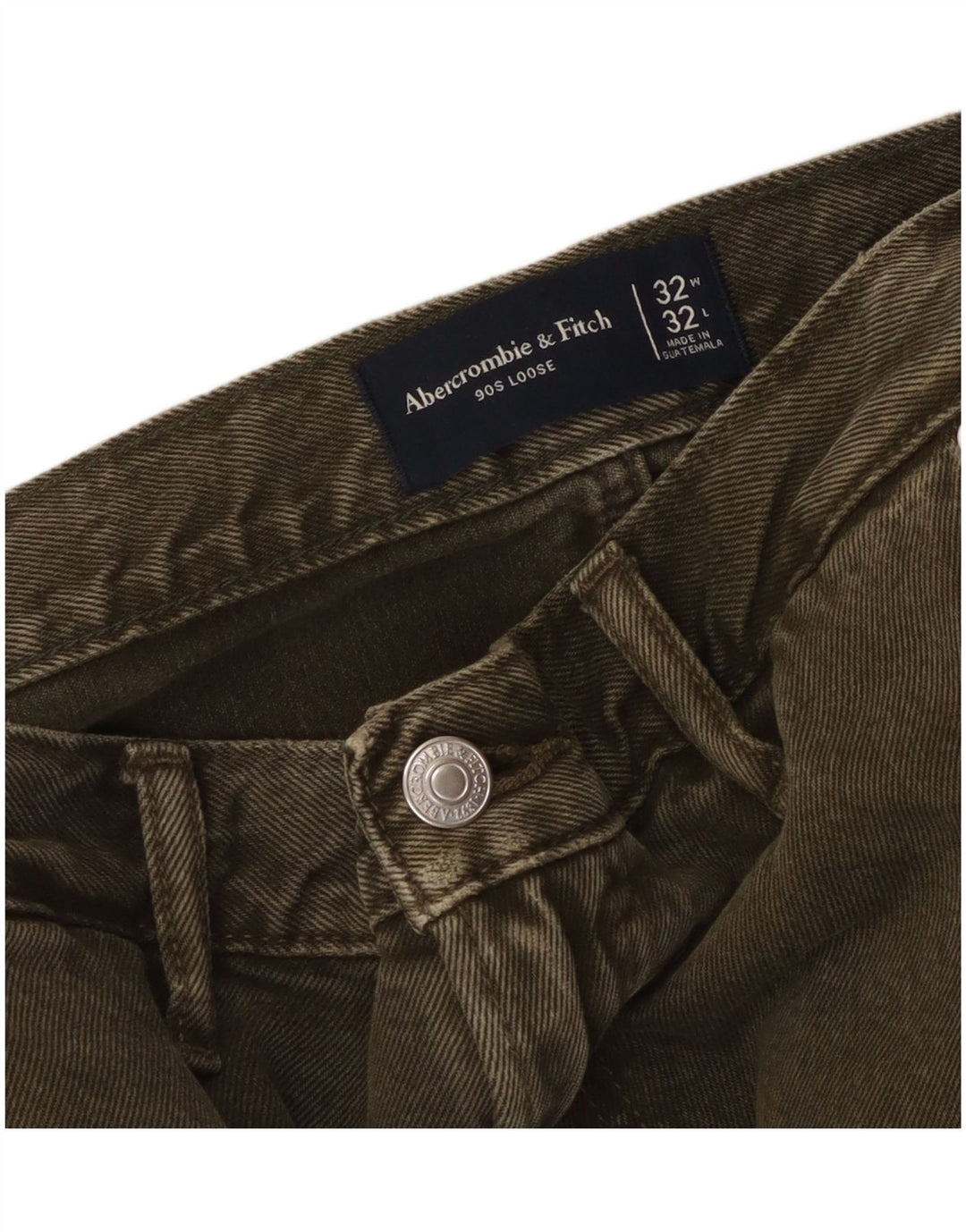 ABERCROMBIE & FITCH Pantaloni cargo largi pentru bărbați W32 L32 Kaki anii 90