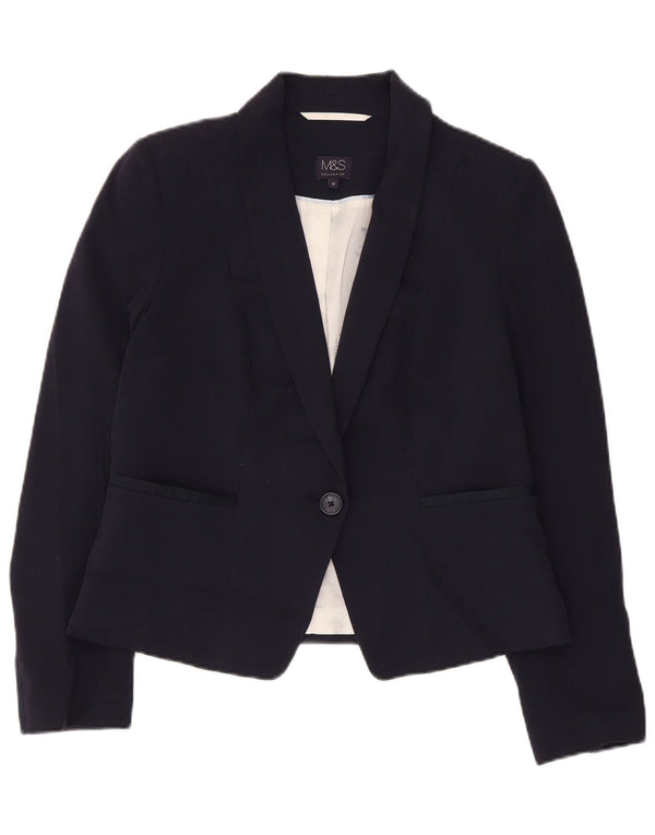 Jachetă pentru femei Marks & Spencer Crop 1 Button Blazer UK 12 Medium Bleumarin