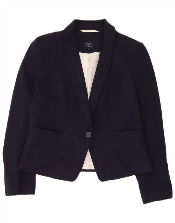 Jachetă pentru femei Marks & Spencer Crop 1 Button Blazer UK 12 Medium Bleumarin
