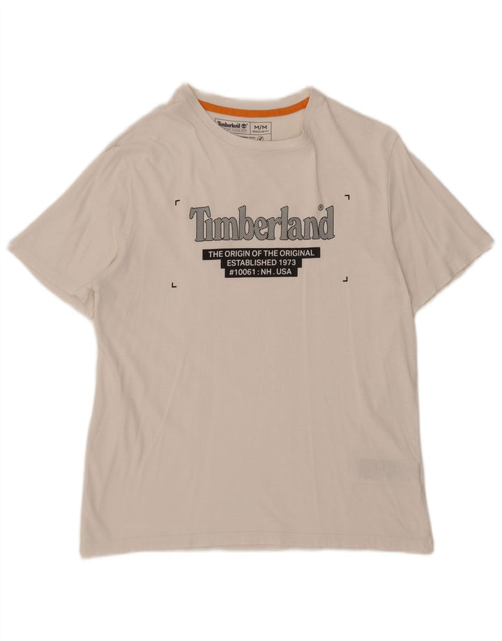 Tricou grafic Timberland pentru bărbați Top mediu din bumbac alb