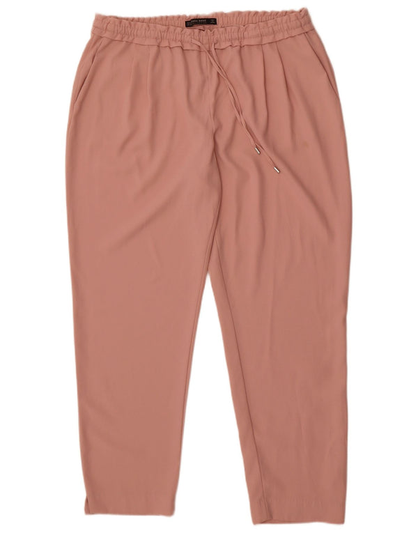 Pantaloni tăiați conici pentru femei cu talie înaltă Zara UK 18 XL W32 L27 roz