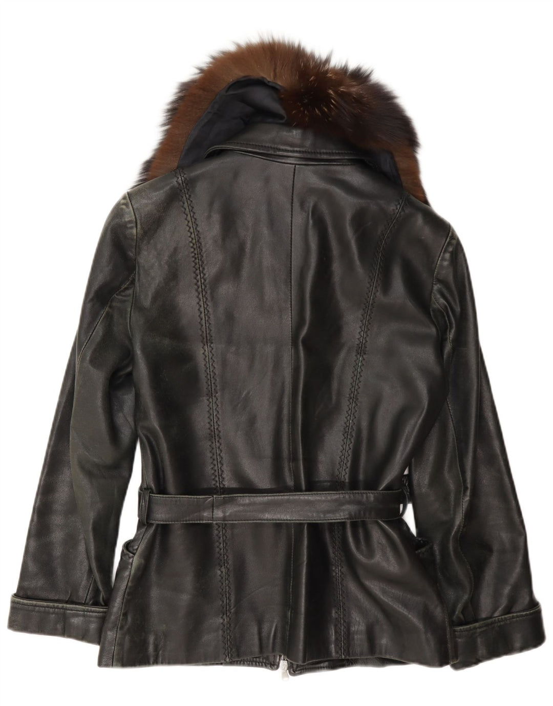 Jachetă de piele vintage pentru femei UK 12 Medium Black