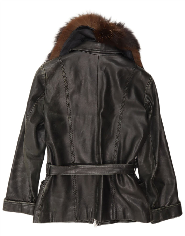 Jachetă de piele vintage pentru femei UK 12 Medium Black